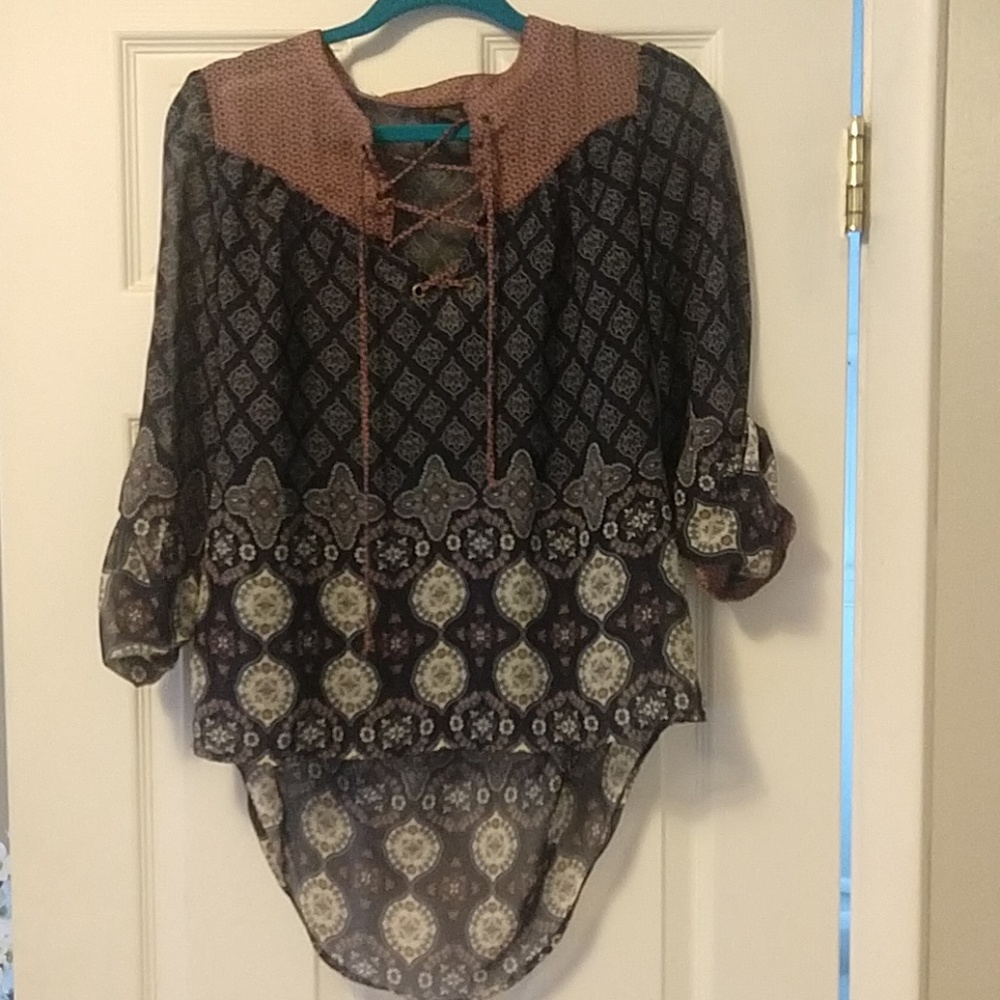 Navy blue and pink blouse